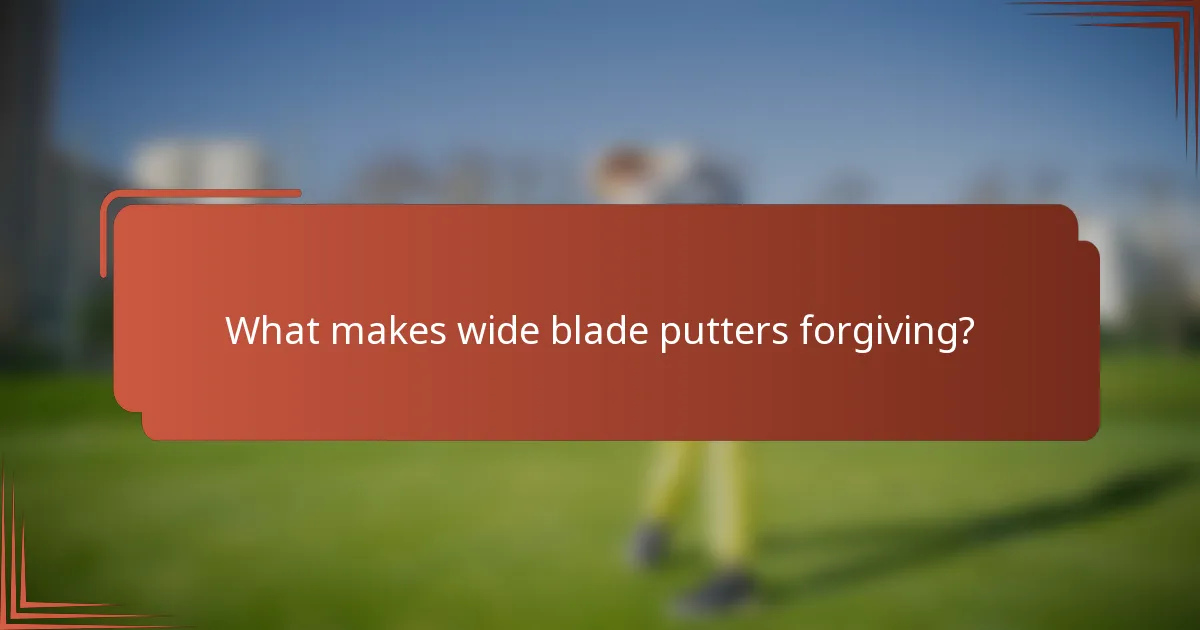 What makes wide blade putters forgiving?
