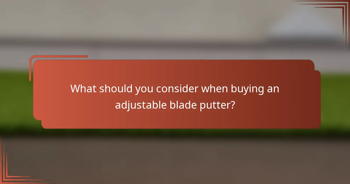 What should you consider when buying an adjustable blade putter?