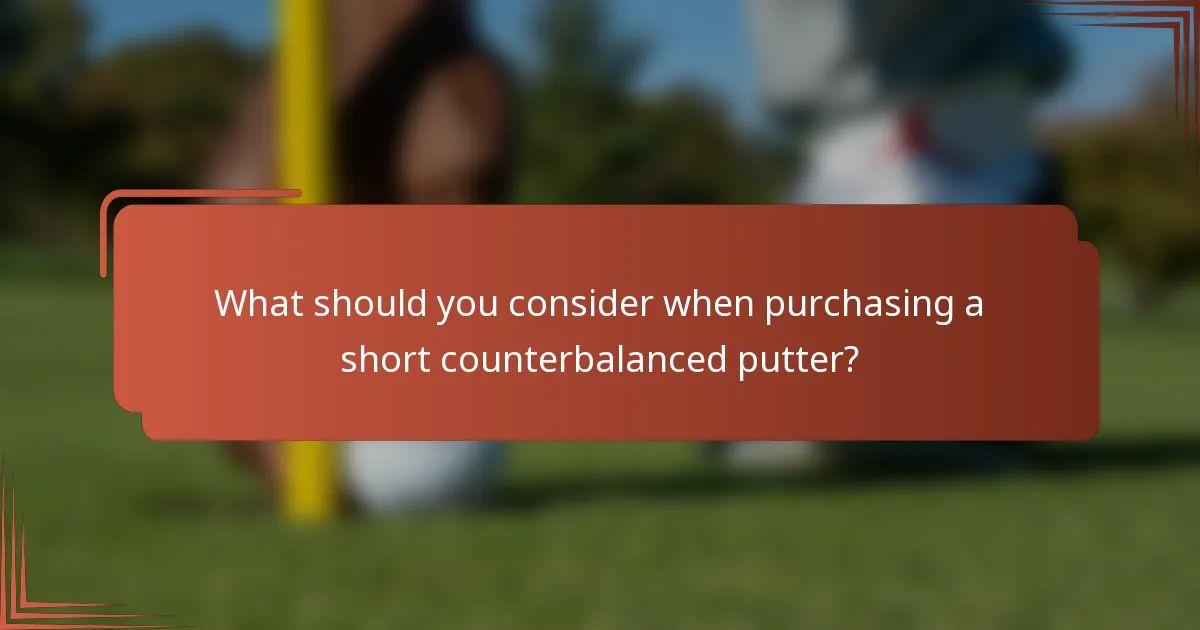 What should you consider when purchasing a short counterbalanced putter?